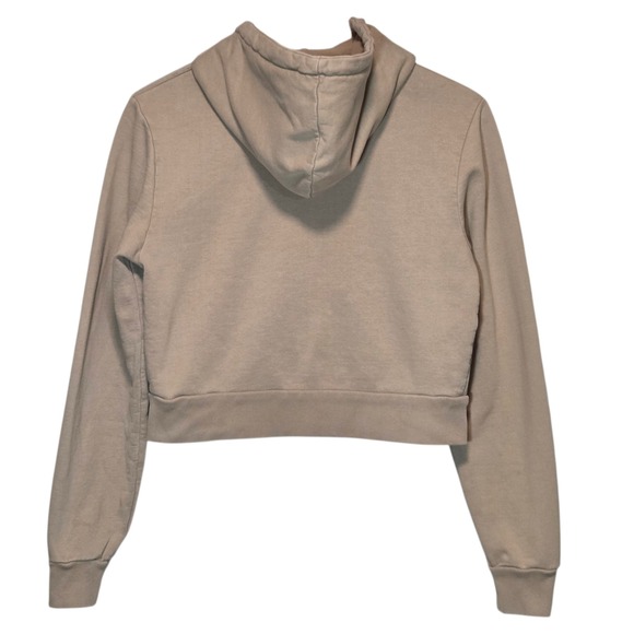 Brandy Melville Tan Cropped Zip Up Hoodie Crystal Sweatshirt Women S Earthy Cozy - Picture 3 of 7